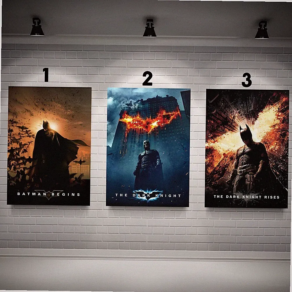 Batman Trilogy Movie Poster Set, The Dark Knight Christopher Nolan Film Wall Art