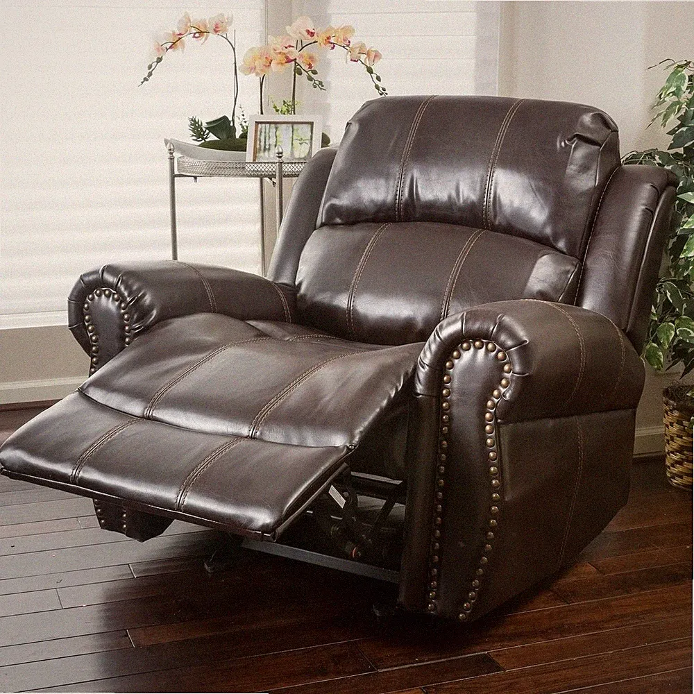 Charlie PU Leather Glider Recliner Club Chair by Christopher Knight Home- Brown