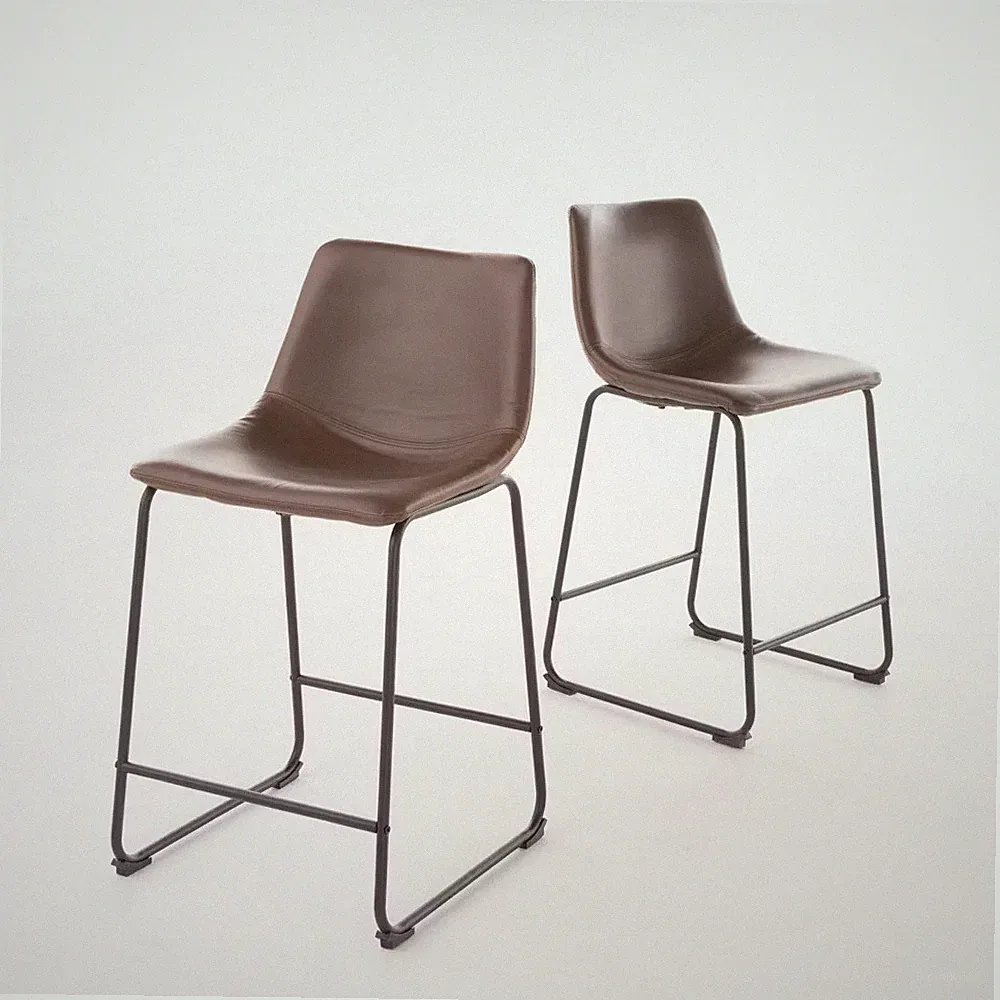 Christopher Knight Home Faux Leather Counter Stool Bar Set of 2 24"