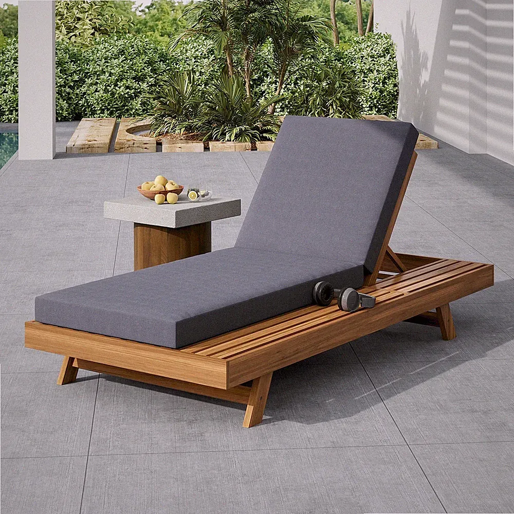 Christopher Knight Home- Frank Outdoor Acacia Wood Adjustable Chaise Lounge