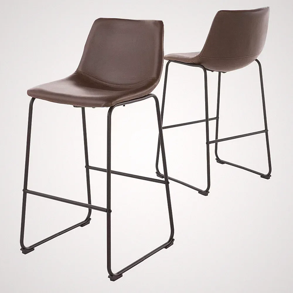Christopher Knight Home Low Back Faux Leather Bar Stool Set of 2