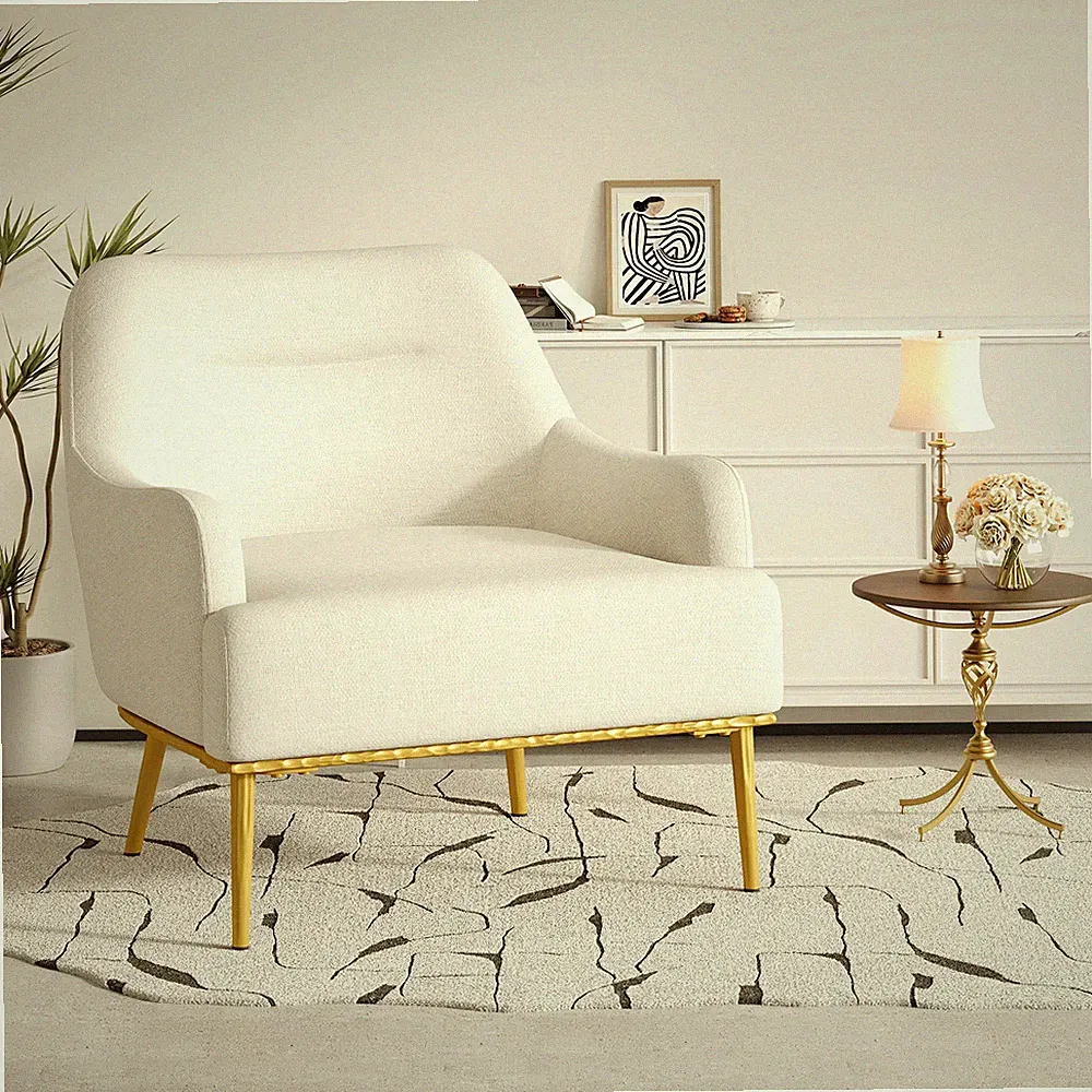 Christopher Knight Home - Modern Upholstered Armchair with Gold Metal Legs...