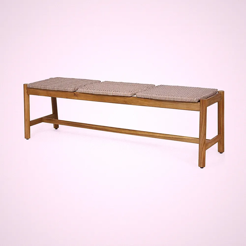 Christopher Knight Home Phoebe Outdoor 3 Seater Wicker Bench, Teak Finish