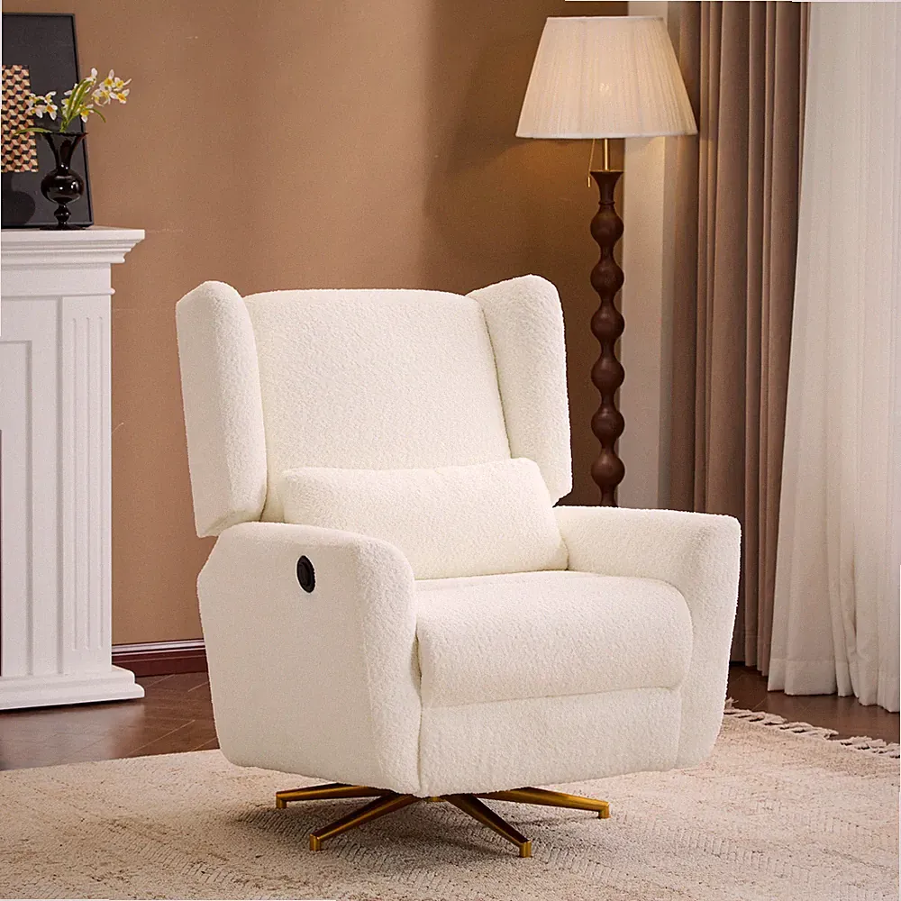 Christopher Knight Home - Starling Power Swivel Recliner With Gold Metal Base
