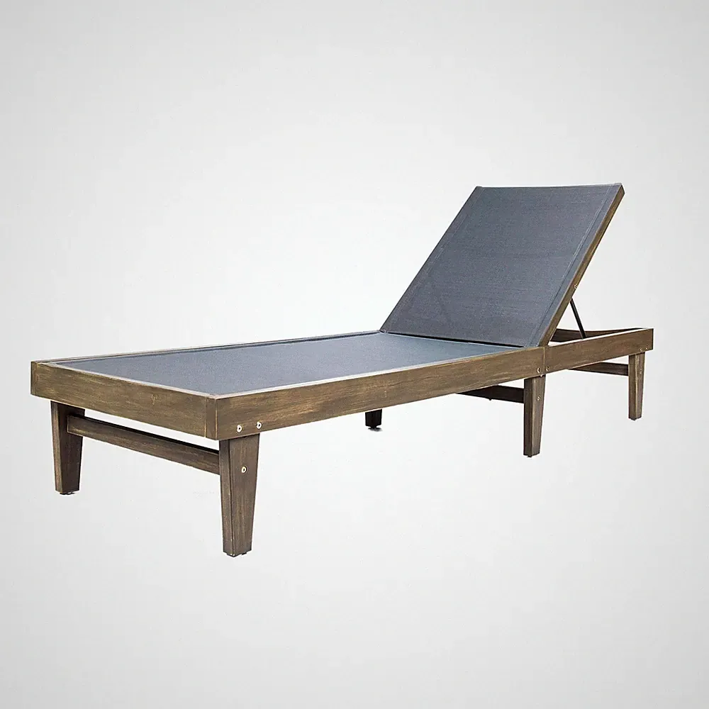 Christopher Knight Home Summerland Outdoor Mesh Chaise Lounge with Acacia Wood