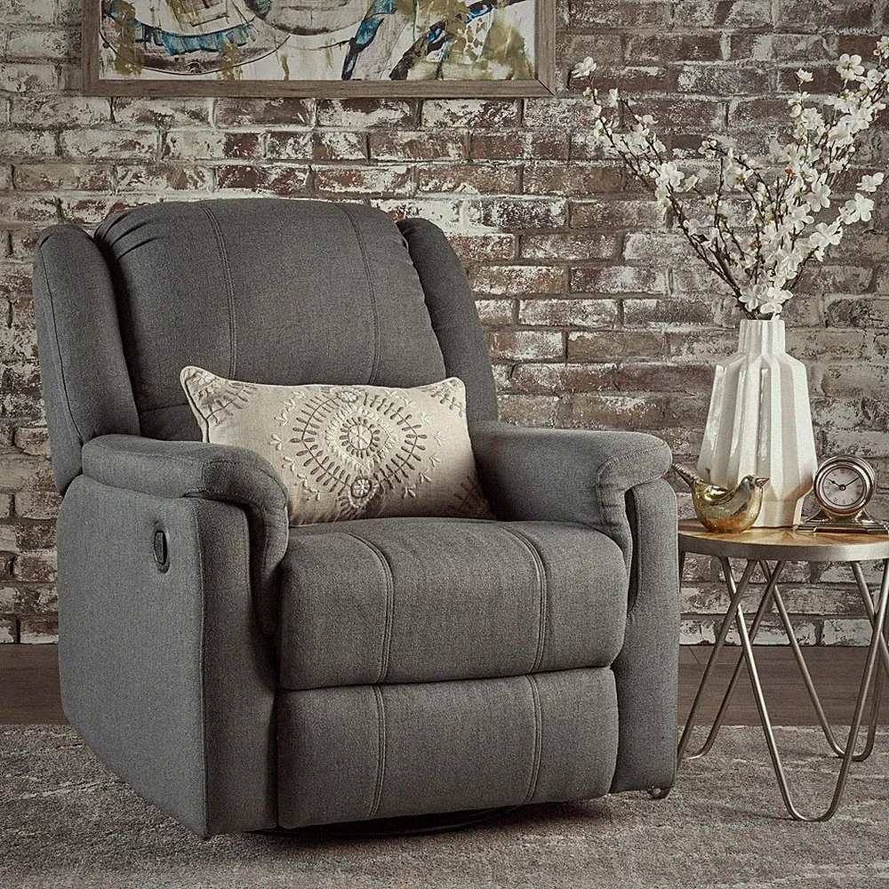 Jemma Charcoal Tufted Swivel Gliding Recliner Chair by Christopher Knight Home