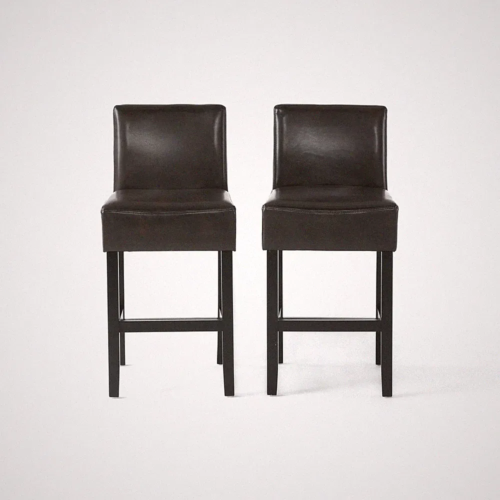 Lopez 26-inch Brown Leather Counterstools (Set of 2) by Christopher Knight Home