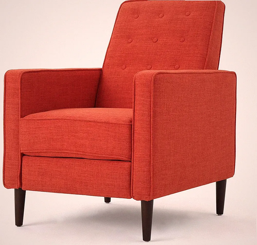 Mid Century Modern Tufted Recliner in Muted Orange by Christopher Knight Home