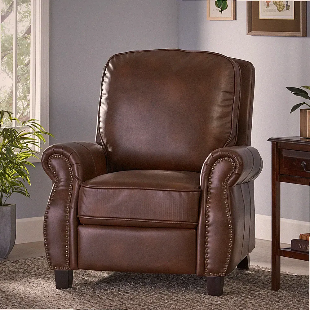 Neville 2-Tone PU Push Back Recliner by Christopher Knight Home
