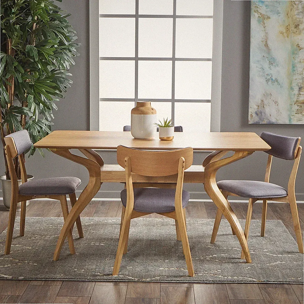 Nissie Mid-Century 5-piece Wood Rectangle Dining Set by Christopher Knight Home